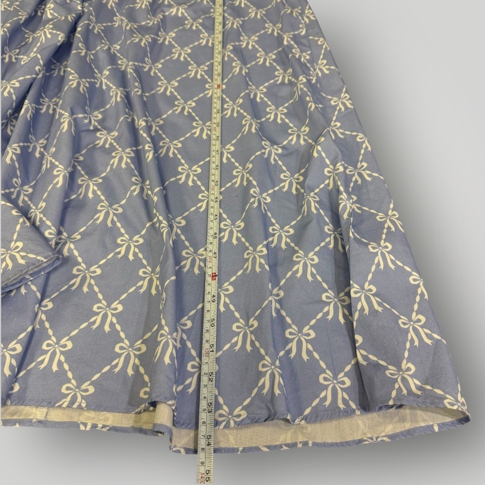 Sail to Sable Hydrangea Bow Print Flutter Sleeve V Neck Maxi Dress Blue SP25T5 S - Picture 9 of 9